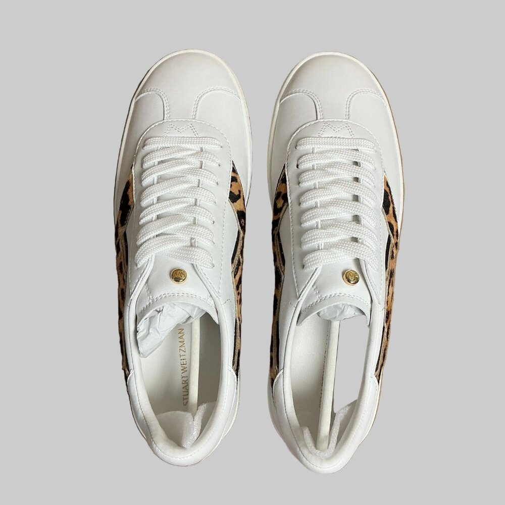Stuart Weitzman white/animal print Daryl sneakers, size 9, NEW IN BOX! - Picture 2 of 5